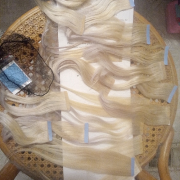 100 percent Human Hair Tape Extensions Platinum Blonde #60 - Picture 4 of 7